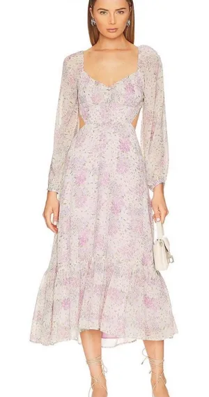 ASTR The Label Shayla Dress in Lilac and Blue Multi Midi Dress thumbnail 1