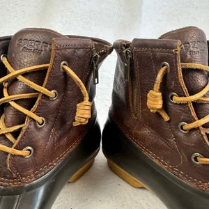 Sperry Women's 7.5 Duck‎ Boots Brown Leather Rubber Waterproof Winter Rain Boots thumbnail 9