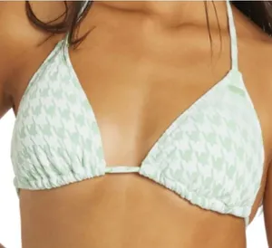 Roxy Check It Mint Houndstooth Triangle Bikini Top Size S NWT thumbnail 1