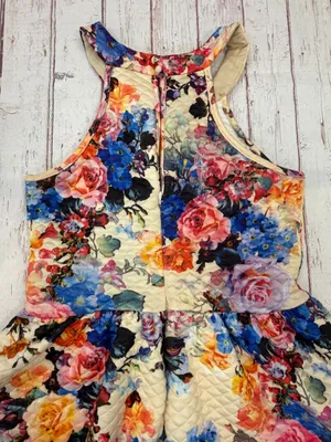 Dainty Hooligan watercolor Floral Quilted Halter Dress - Print A-Line Sundress thumbnail 4