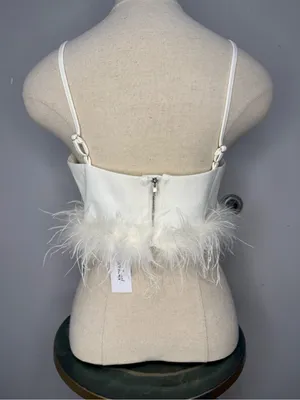 Nasty Gal White Feather-Trim V-Neck Camisole thumbnail 4