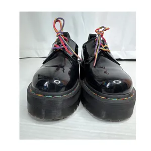 Dr. Martens 1461 Quad Rainbow Patent Platform Shoes black size 7 ladies 6 Men thumbnail 16
