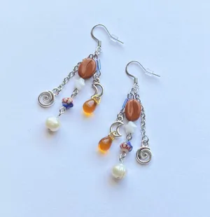 quality Czech glass beads mix dangle earrings💐☕️🍃MIDNIGHT COFFEE🌉 thumbnail 5