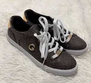 G by Guess Brown Logo Low-Top Sneakers with Gold Trim thumbnail 1