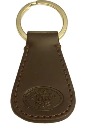 Dooney & Bourke Dark Brown Leather Crest Logo‎ Keychain Fob Gold Tone Ring thumbnail 1