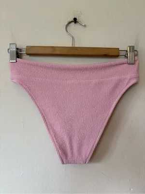 BLACKBOUGH Swim High Rise Cheeky Textured Bikini Bottoms Light Pink Sz Small thumbnail 6