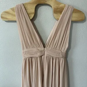 Lulus Heavenly Hues‎ Blush Pink Maxi Dress Front Slit Size Medium Deep Vneck NWT thumbnail 6