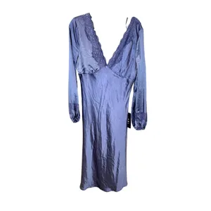 Lulus NWT Illustrious Elegance Periwinkle Satin‎ Long Sleeve Midi Dress Size XL thumbnail 3