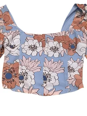 Aritzia Wilfred Grace Bustier Floral Cottage Soft Iris Cropped Poetic Top S thumbnail 2