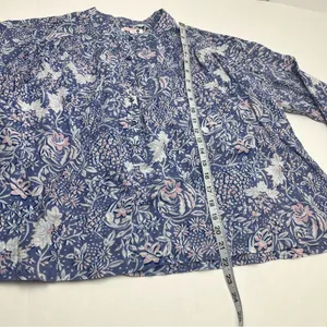 Sundry SZ 3 Large 12 Wild Floral Henley Purple Blouse Boho Top Women Long Sleeve thumbnail 8