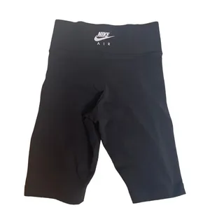 Nike Air Womens High‎ Waisted Biker Shorts Black Logo Taped Athletic XS thumbnail 3