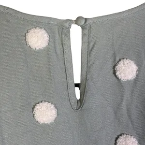 Blu Pepper Womens Babydoll Polka Dot Tiered Dress Size L Sage Green Cottagecore thumbnail 6