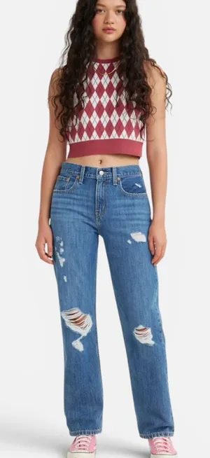 Levi’s Low Pro Straight Leg Distressed Jeans thumbnail 1