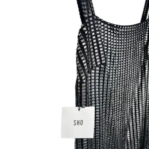 New Women’s Sho By Tadashi Shoji Metallic Textured Fringe Minidress Size 10 thumbnail 3
