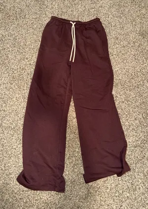 wide leg maroon cotton on pants  thumbnail 1