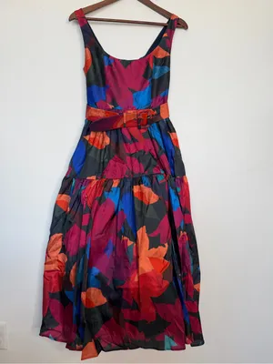 Hutch Alice Belted Floral Midi Dress Multicolor Fit Flare Size 2 NWT thumbnail 2