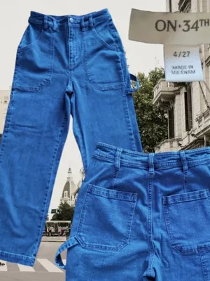 On 34th Womens 4/27 (24W x 26L) Barrel Leg High Rise Stretch Blue Denim Jeans thumbnail 1