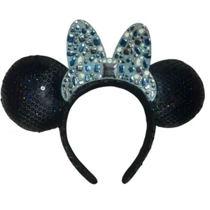Disney Minnie Mouse Sequined Ear Headband with Jeweled Bow Disneyland 60th Anniversary thumbnail 1