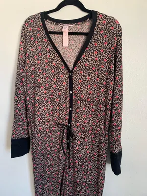 Victoria’s Secret Leopard / Roses Onesie Large thumbnail 2