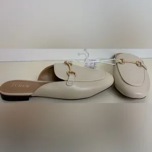 NWT J. Crew Women's Cream Mules with Gold Accent sz 9 thumbnail 2