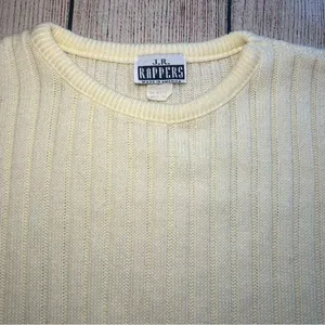 Vintage 80s Knit‎ Sweater Ribbed Womens Large Retro Cream Crewneck Pullover USA thumbnail 4