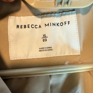 NEW Rebecca Minkoff XL Cropped Trench Coat Khaki Beige Double Breasted NWT thumbnail 3