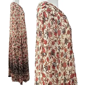 Free People Bohemian Billowy Floral See It Through Maxi Dress Tea Combo Large thumbnail 9