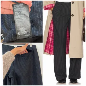 Free People Pinstripe Wide Leg Trousers 6 Navy Blue Low Rise Career Wool Blend thumbnail 9