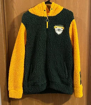 Green Bay Packers NFL Full Zip Sherpa Hoodie‎ NWOT Small thumbnail 1