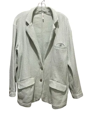 Free People Woven Textured Button Front Jacket Light Green Womens Size Medium thumbnail 1