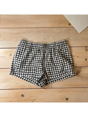 Auden NWT Women's Flannel Black White Checkered Top Shorts Pajama Set Size L thumbnail 12