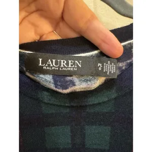 Lauren Ralph Lauren Women Black Watch Plaid Green Sweater Beaded Crest Size PXL thumbnail 6