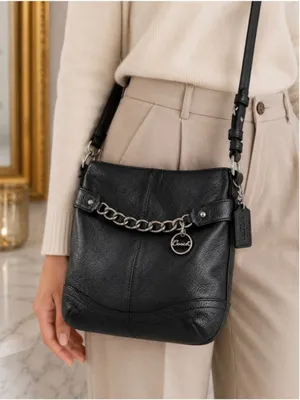 Coach Black Pebbled Leather Crossbody Bag – Style F19722 – Y2K Era Coach thumbnail 3