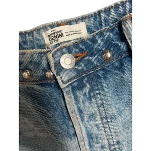 Zara TRF Studded Denim Shorts Light Wash High Waist Raw‎ Hem Blue Womens Size 10 thumbnail 3