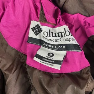 Columbia Jacket Womens Medium‎ Brown Pink White Full Zip Hooded Interchange Ski thumbnail 2