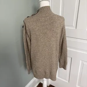 Anthropologie Margairta Tan‎ Button Mock Neck Tunic Sweater Size XS Soft Warm thumbnail 3