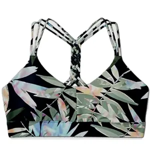 JoyLab Tropical Leaf Braided Racerback Sports Bra thumbnail 1
