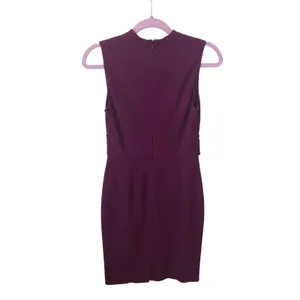 Classiques Entier Wedding Guest Dress Size 2 Purple Sleeveless Crossover Neckline Ponte Knit Midi thumbnail 4