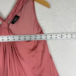 VICI Womens Medium Mauve Pink Pleated Twisted Back Sleeveless Satin Blouse Top‎ thumbnail 3