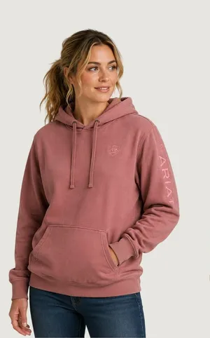 2188 | Ariat Re-AL Logo Western Fleece Pullover Hoodie Rose Pink Womens XL thumbnail 1
