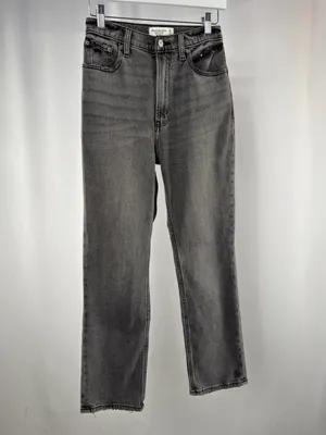 Abercrombie & Fitch The Ankle Straight Ultra High-Rise in Gray Wash Jeans Size 0 thumbnail 2