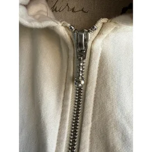 Teddy Fresh Cream‎ Full Zip Hoodie 100% Cotton Fleece Bear Zipper Pull Off White thumbnail 5