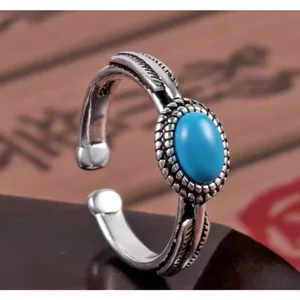 NEW Women's Boho Turquoise Ring, 925 Sterling Silver‎ Adjustable thumbnail 8