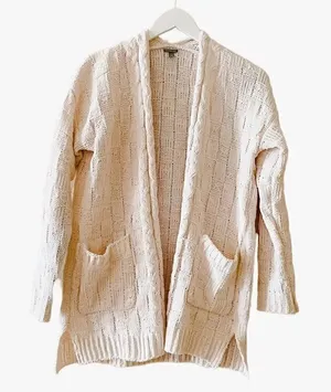 Charlotte Russe Boho Ribbed Knitted Oversized Ivory Cardigan Sweater SZ S thumbnail 1
