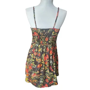 Urban Outfitters Floral‎ Print Strap Spaghetti Button Ruffled Mini Dress Size M thumbnail 4