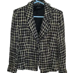 Silkland Black Cream Tweed Plaid Silk Suit Jacket blazer Old Money classic thumbnail 10