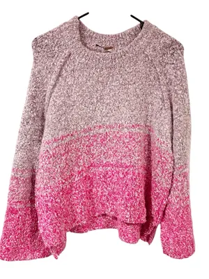 Free People Jumper BFF Cocoon Dip Dye Sweater‎ Pink Brown Size Small NEW thumbnail 1