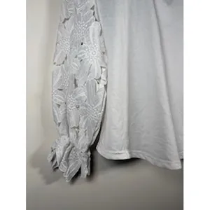 ANDTHEWHY White Floral Crochet Lace Long Sleeve Top Crewneck Blouse Small‎ thumbnail 4