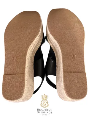 NWT Corkys “Freddie” Wedge Sandals Black Size 8 Platform Espadrille Slingback thumbnail 4