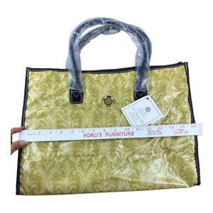 Anna Griffin Damask Craft Tote Bag Chartreuse Gold Laminated‎ Travel Luxury thumbnail 7